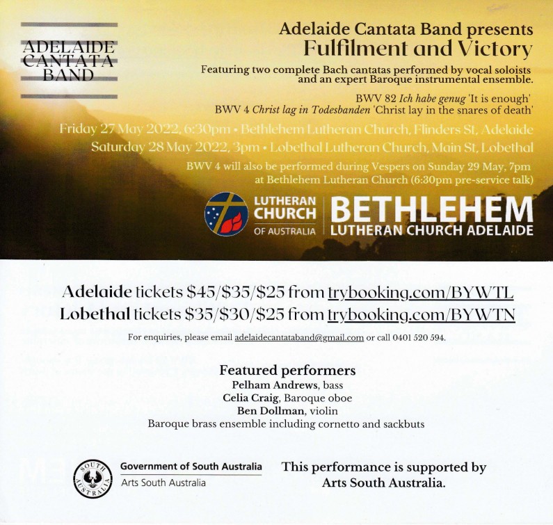 Adelaide Cantata Band at Bethlehem 2022 Flier 002